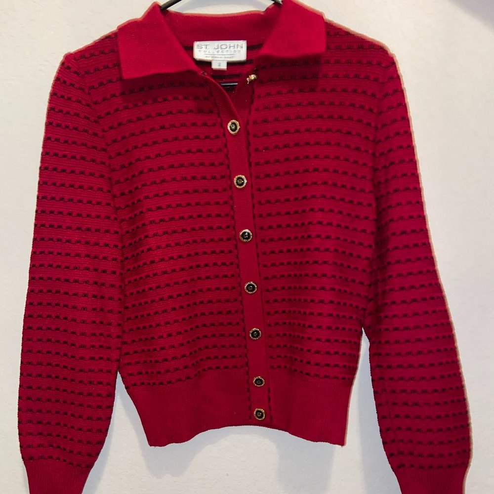 St. John Collection Red Sweater Size 2